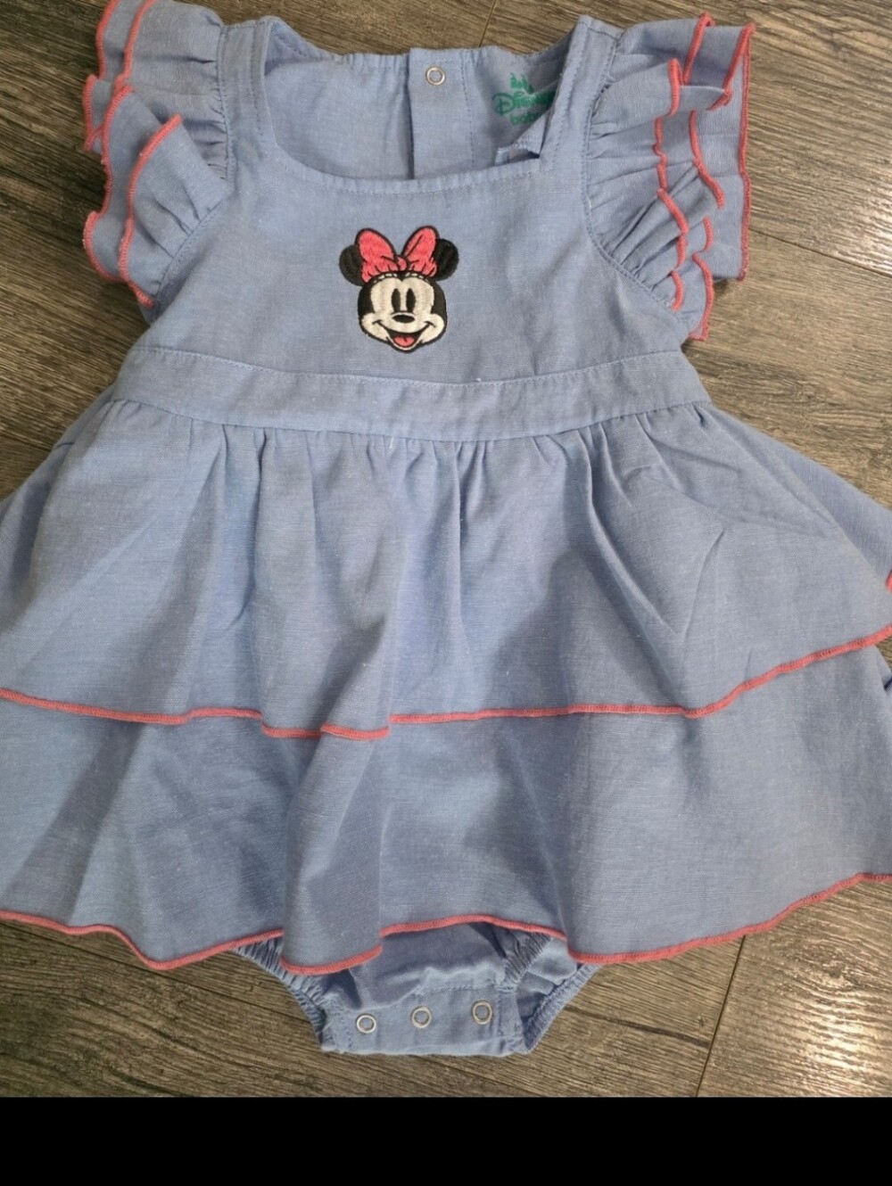 Disney Minnie Mouse ruffle sleeves Blue Pink romper dress One Piece  Sz 24 Month